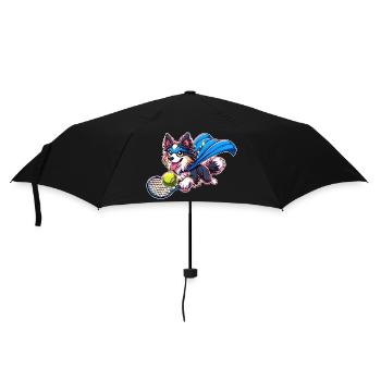 Corgi super-héros avec balle de tennis et cape - Parapluie standard - noir - Devant