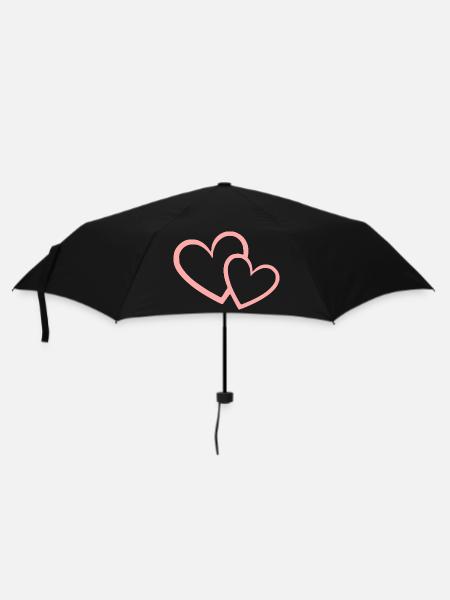 Valentinstag Pink Heart, Valentinstag - Regenschirm (klein) - Schwarz