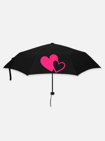 Valentinstag Herz pink rosa Geschenk Valentinstag - Regenschirm (klein) - Schwarz