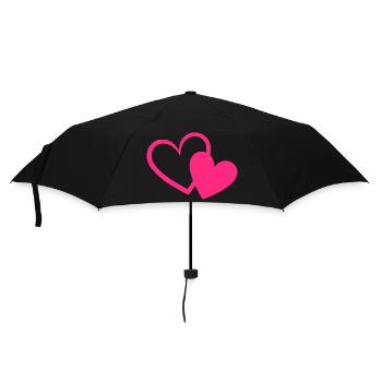 Valentinstag Herz pink rosa Geschenk Valentinstag - Regenschirm (klein) - Schwarz - Vorne
