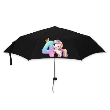 I'm 4 Kawaii Unicorn Girl Birthday - Umbrella (small) - black - Front