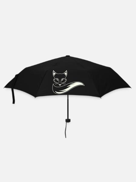 Fuchs Silhouette mit Schweif - Regenschirm (klein) - Schwarz