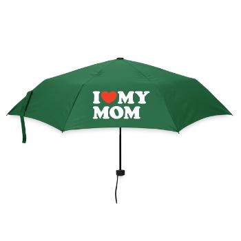 I love my Mom Herz Shirt - Regenschirm (klein) - Flaschengrün - Vorne