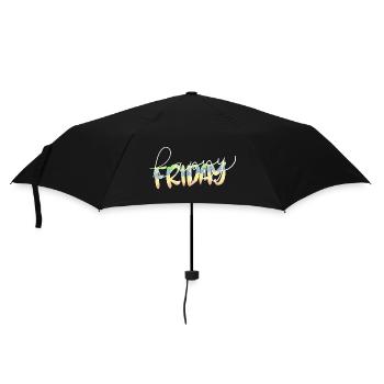 Happy Friday Lettrage Enfin Week-end Temps libre - Parapluie standard - noir - Devant