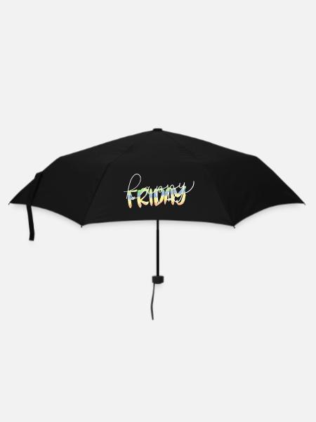 happy friday lettering endlich wochenende freetime - Regenschirm (klein) - Schwarz