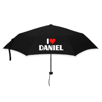 J'aime Daniel Red Heart Romantic Name Fan - Parapluie standard - noir - Devant