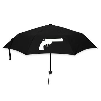 Minimalistische Revolver-Silhouette - Regenschirm (klein) - Schwarz - Vorne