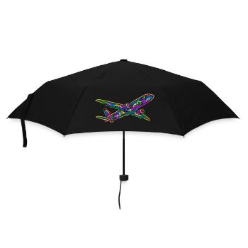 Buntes Flugzeug Flieger Kinder Herren Jungen Pilot - Regenschirm (klein) - Schwarz - Vorne