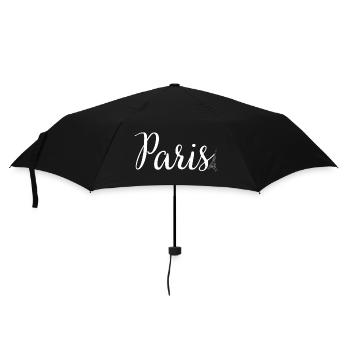 Paris Script with Eiffel Silhouette - Umbrella (small) - black - Front