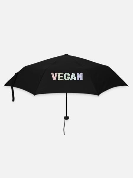 Vegan - botanical pattern - pastels - Umbrella (small) - black