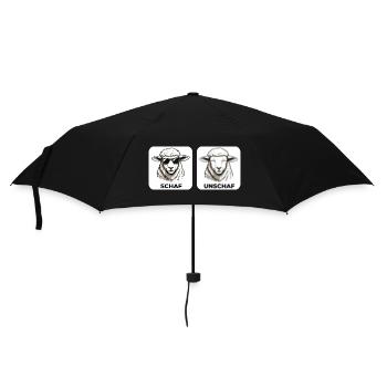 Schaf Unschaf - Wortspiel mit unscharf und Schaf - Regenschirm (klein) - Schwarz - Vorne