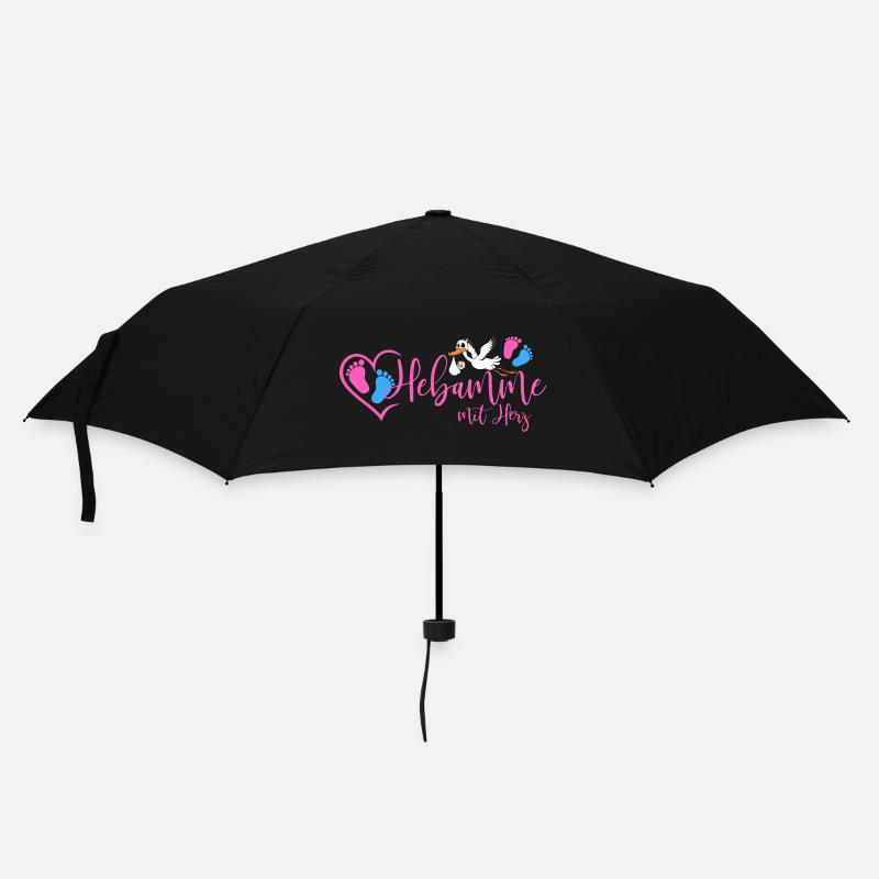 Hebamme mit Herz  - Regenschirm (klein) - Schwarz
