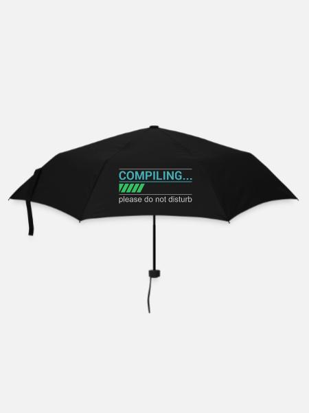 Funny Programmer T-Shirt - Compiling Please - Umbrella (small) - black