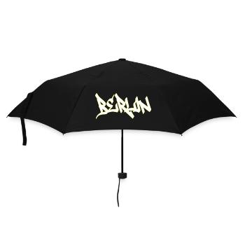 Berlin Graffiti Brown Lettering - Umbrella (small) - black - Front