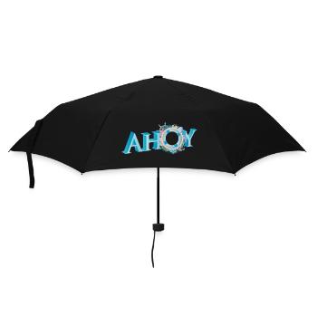 maritimer englischer Seemannsgruß Schriftzug Ahoy - Regenschirm (klein) - Schwarz - Vorne