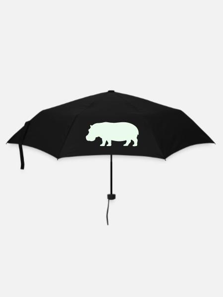 Hippo Silhouette in Pastellgrün - Regenschirm (klein) - Schwarz