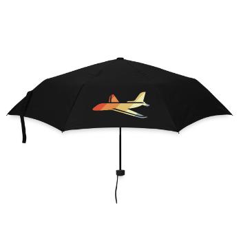 Vintage Flugzeug Grafik - Regenschirm (klein) - Schwarz - Vorne