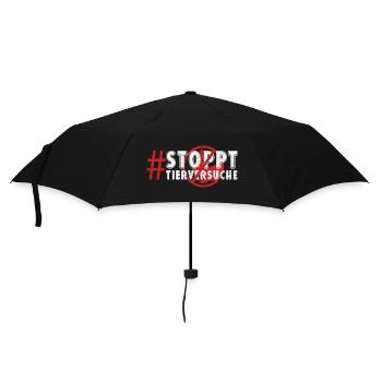 Tierschutz STOPPT TIERVERSUCHE LUSTIG - Regenschirm (klein) - Schwarz - Vorne