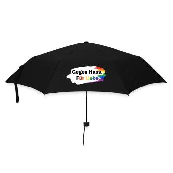 Gegen Hass Für Liebe Regenbogen T-Shirt CSD Pride - Regenschirm (klein) - Schwarz - Vorne