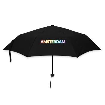 Schwuler Amsterdamer Regenbogen - Regenschirm (klein) - Schwarz - Vorne