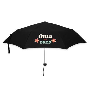 Oma Est 2025 Ich werde Großmutter Retro Style - Regenschirm (klein) - Schwarz - Vorne
