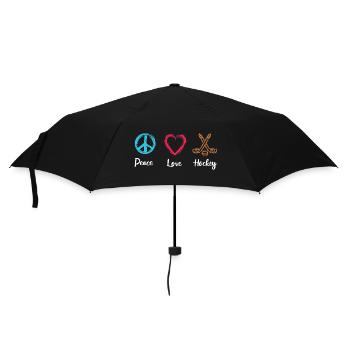 Frieden Liebe Eishockey - Regenschirm (klein) - Schwarz - Vorne