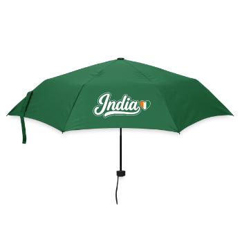 Indien-Schrift mit Flaggenherz Patriotisch - Regenschirm (klein) - Flaschengrün - Vorne