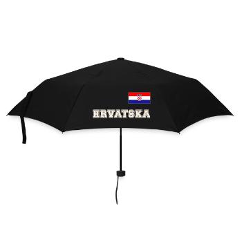 Kroatien Trikot Look – HRVATSKA mit Fahne Flagge - Regenschirm (klein) - Schwarz - Vorne