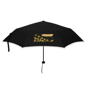 Goldfarben Rentiere Schlitten Frohe Weihnachten - Regenschirm (klein) - Schwarz - Vorne
