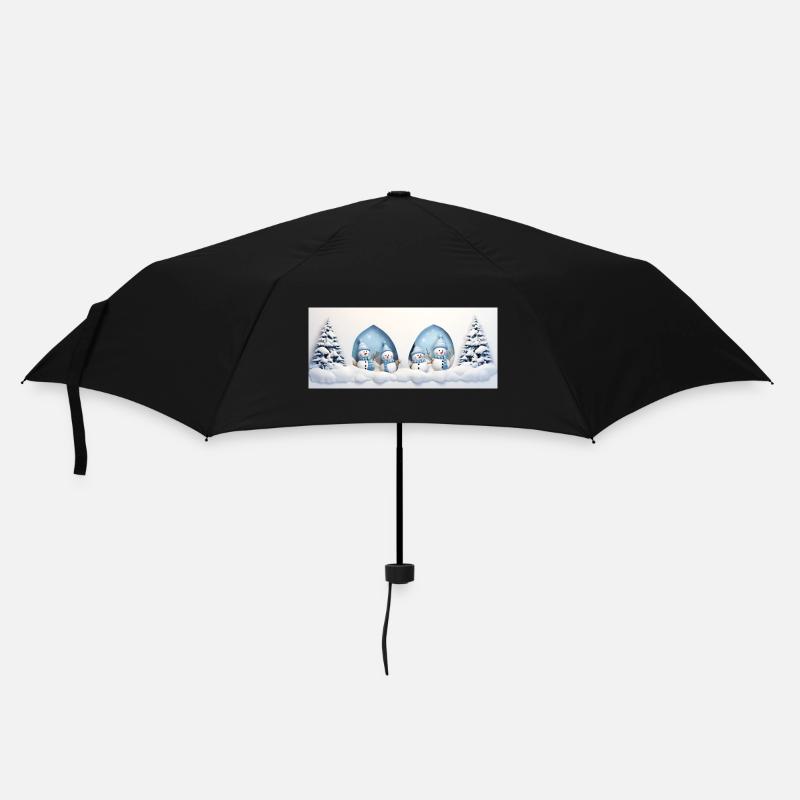 Little Snowman with Christmas Trees - Umbrella (small) - black