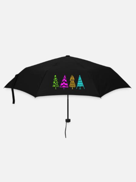 Colorful Christmas Tree Illustration - Umbrella (small) - black