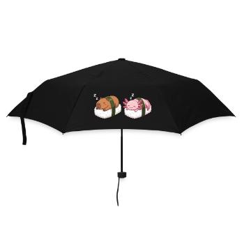 Kawaii Sushi Capybara & Axolotl Cute Sleeping - Umbrella (small) - black - Front
