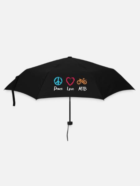 Peace Love MTB - Regenschirm (klein) - Schwarz