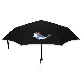 bright blue whale fish with golden crown - Umbrella (small) - black - Front