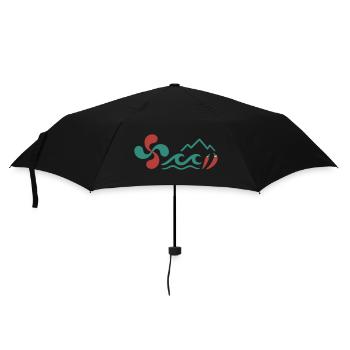 Berg- und buntes Chili-Pfeffer-Muster - Regenschirm (klein) - Schwarz - Vorne