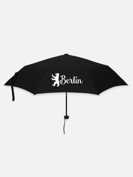 Berlin Bär Logo Schriftzug - Regenschirm (klein) - Schwarz