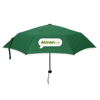 Atmen hilft – Achtsamkeitsspruch in Moosgrün - Regenschirm (klein) - Flaschengrün - Vorne