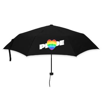Pride Herz - Regenbogen Design - Regenschirm (klein) - Schwarz - Vorne