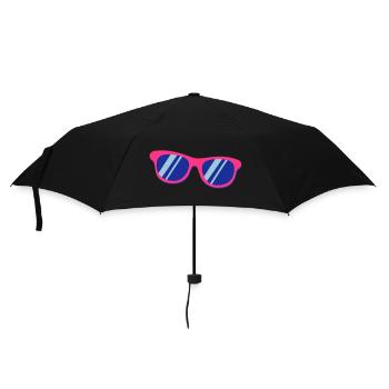 Pink Blaue Sonnenbrille Pop Art Retro - Regenschirm (klein) - Schwarz - Vorne