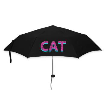 Typographie, Cat, Tier tatzen muster - Regenschirm (klein) - Schwarz - Vorne