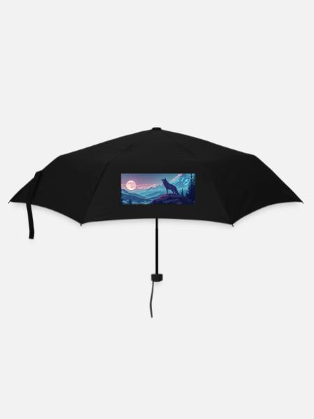 Loup hurlant à la lune - Parapluie standard - noir