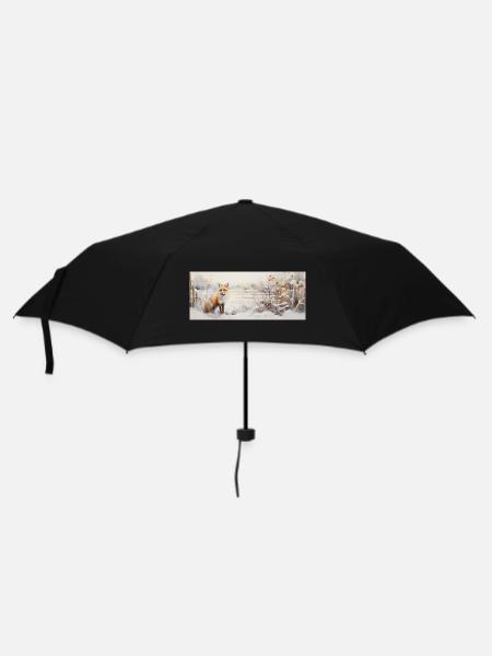 Fuchs Landschaft Schnee - Regenschirm (klein) - Schwarz
