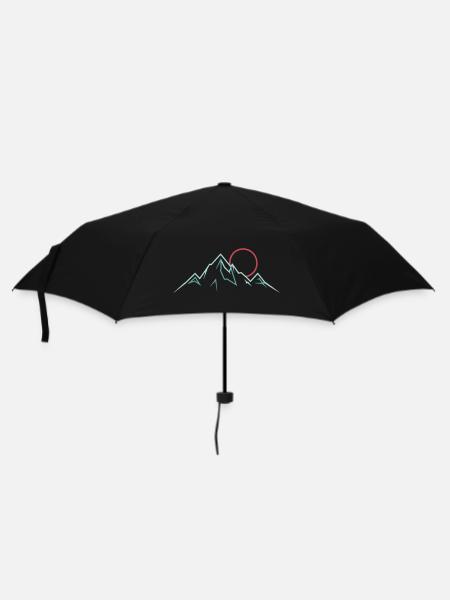Minimalist Mountain Range with Rising Sun - Umbrella (small) - black