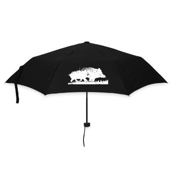 Sanglier chasse silhouette gibier chasseur animal  - Parapluie standard - noir - Devant