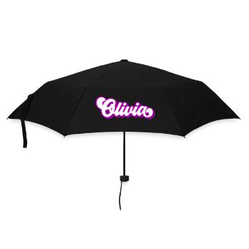 Farben änderbar | Olivia Schöner Mädchen Name - Regenschirm (klein) - Schwarz - Vorne