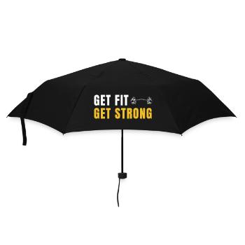 Get Fit Get Strong - Fitnessgeschenk mit Hanteln - Regenschirm (klein) - Schwarz - Vorne