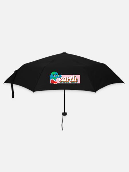 Earth Joy Retro Cartoon Tee Print - Umbrella (small) - black