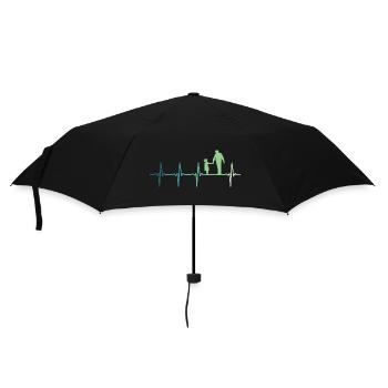 Vater und Tochter, Herzschlag, Vater und Tochter - Regenschirm (klein) - Schwarz - Vorne