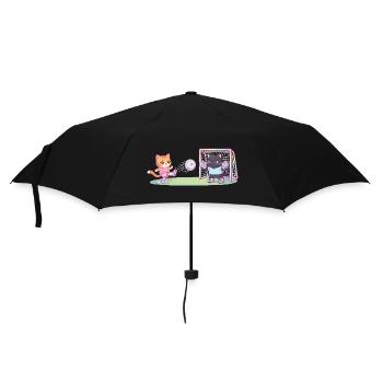 Cute Cats Playing Football Striker Goalkeeper Kids - Umbrella (small) - black - Front