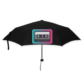 Retro Kassette 80's & 90's - Regenschirm (klein) - Schwarz - Vorne